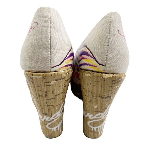 Vintage Y2Kstyle 00sfashion Ed Hardy Wedge Womens Floral 4.5" Inch Heels US Sz 5 - Picture 6 of 9